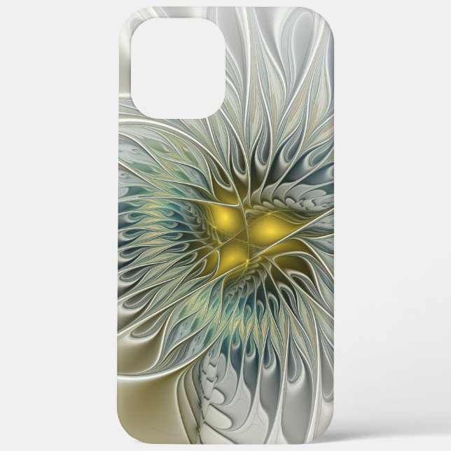 Golden Silver Flower Fantasy Abstract Fractal Art Case-Mate iPhone Case (Back)
