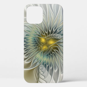 Golden Silver Flower Fantasy Abstract Fractal Art iPhone 12 Case