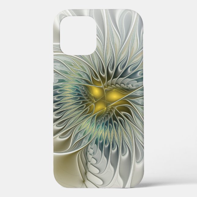 Golden Silver Flower Fantasy Abstract Fractal Art Case-Mate iPhone Case (Back)