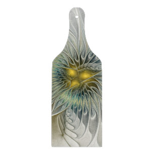 Golden Silver Flower Fantasy abstract Fractal Art Cutting Board