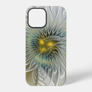 Golden Silver Flower Fantasy Abstract Fractal Art iPhone 12 Pro Case