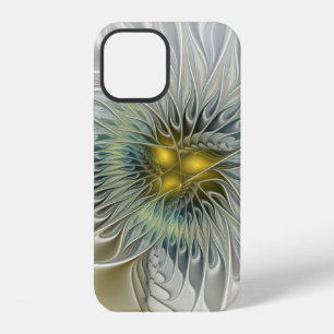 Golden Silver Flower Fantasy Abstract Fractal Art iPhone 12 Case