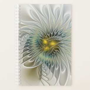 Golden Silver Flower Fantasy Abstract Fractal Art Planner