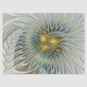 Golden Silver Flower Fantasy abstract Fractal Art Tissue Paper