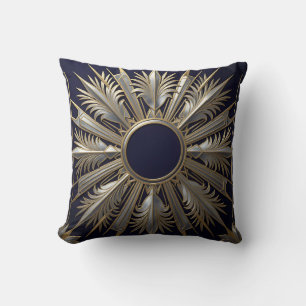 Golden Silver Ornate Starburst Cushion