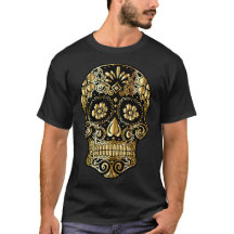 Golden skeleton Halloween T-shirt