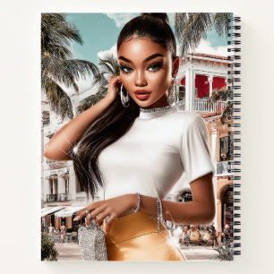 Golden Skirt Glam Girl Spiral Notebook