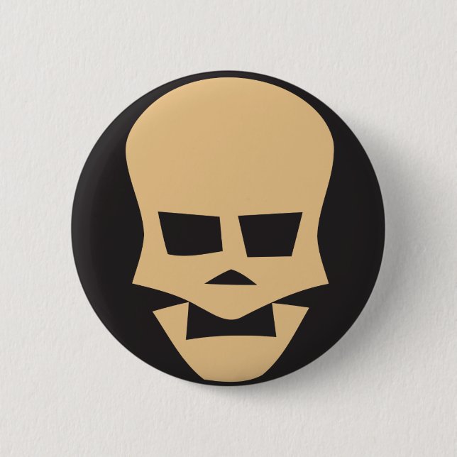 Golden skull 6 cm round badge (Front)