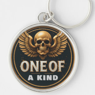 Golden Skull and Wings Design Key Ring