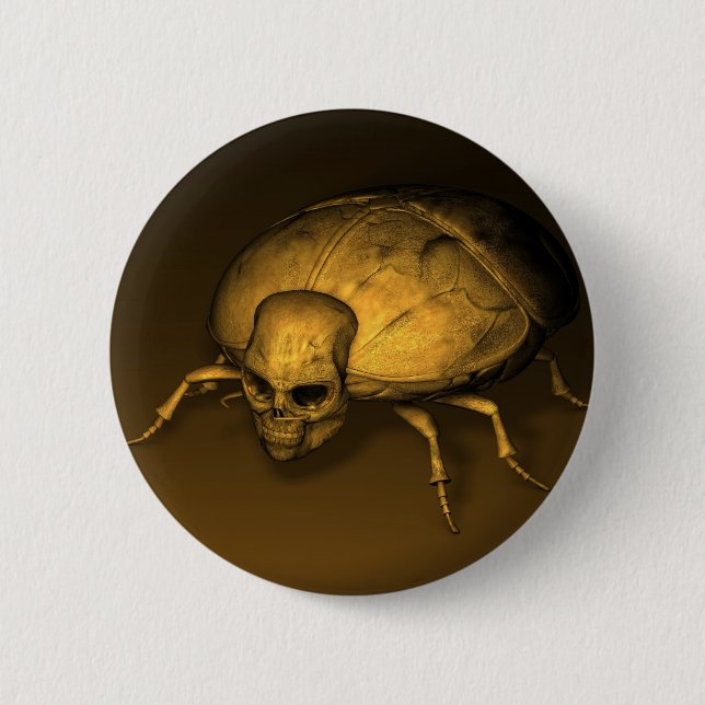 Golden Skull Bug 6 Cm Round Badge (Front)