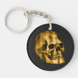Golden Skull Cool Luxury Black Gothic Halloween Key Ring