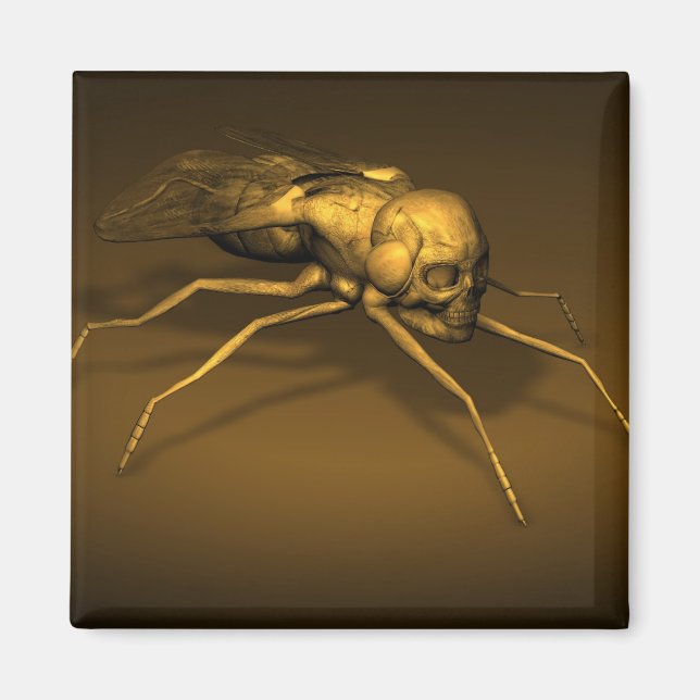 Golden Skull Fly Magnet (Front)
