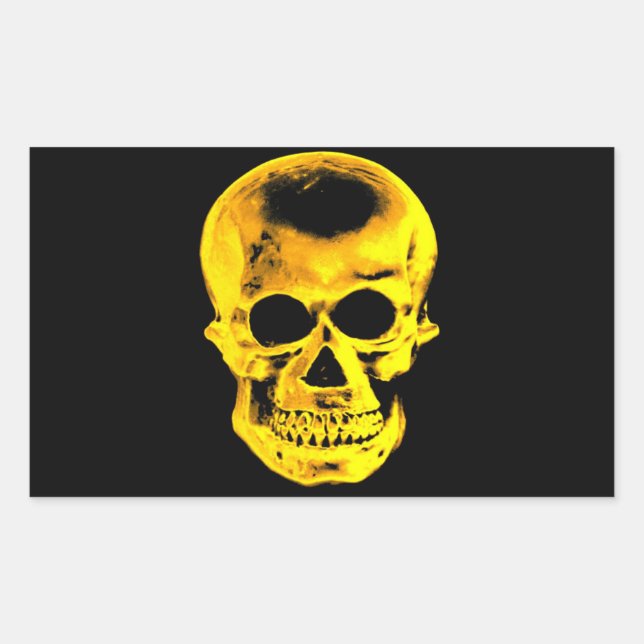 Golden Skull Rectangular Sticker (Front)