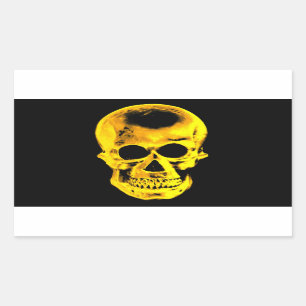 Golden Skull Rectangular Sticker