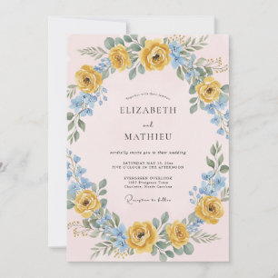 Golden Sky Leafy Wedding Invitation