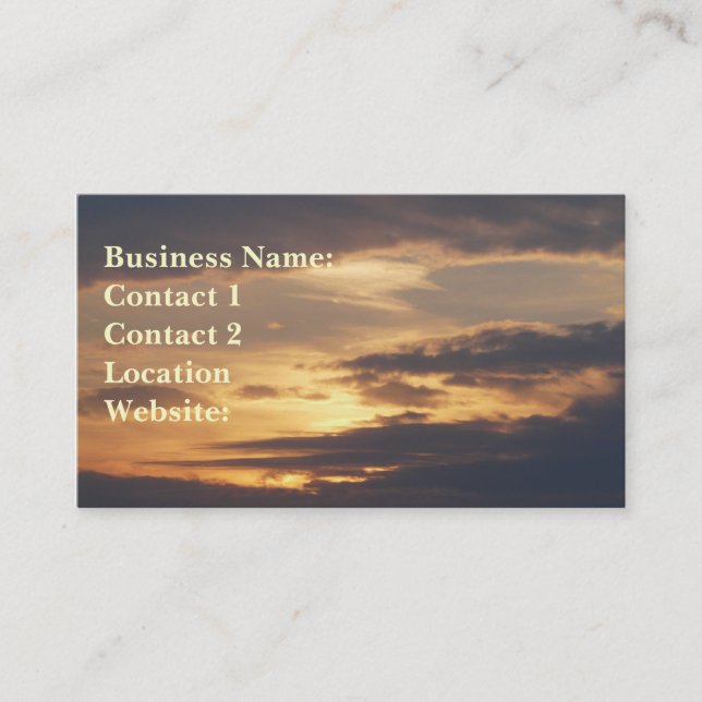 Golden Sky-Sunset Clouds Business Card (Front)