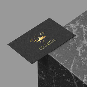Golden Skydiving Instructor Elegant Logo Monogram Business Card
