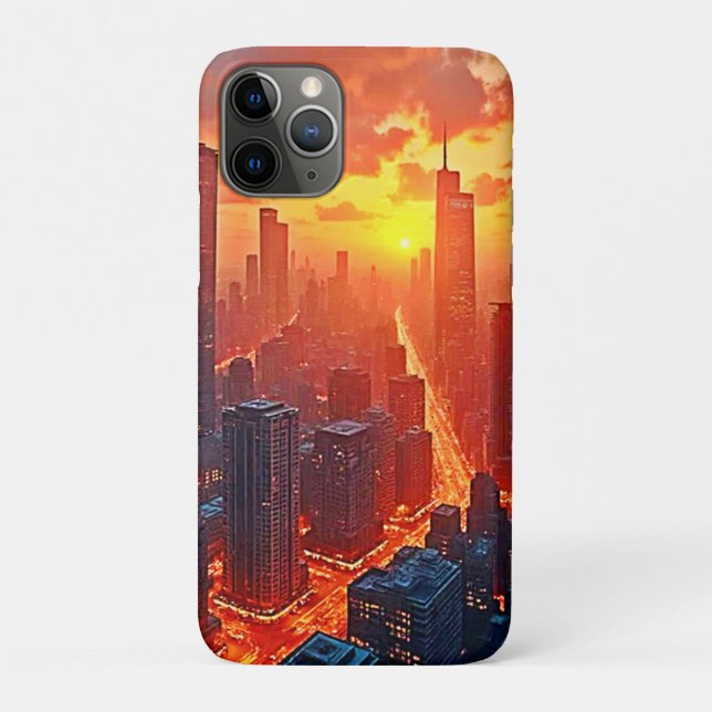 Golden Skyline: Radiant City Sunset Art Case-Mate iPhone Case (Back)