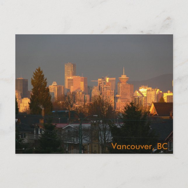 Golden Skyline, Vancouver BC Postcard (Front)