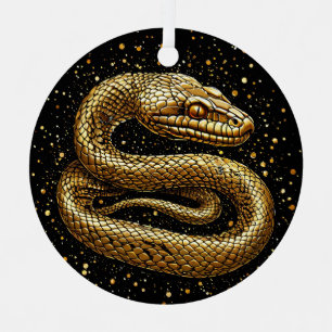 Golden snake metal tree decoration