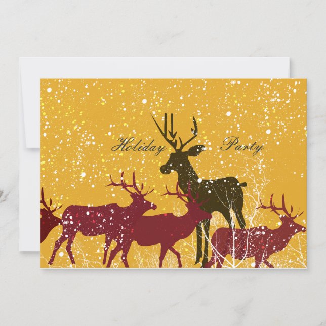Golden Snow Animal Nature Holiday Invitation (Front)