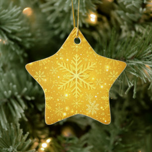 Golden Snow Ceramic Tree Decoration