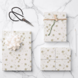 Golden Snow Fall Holiday Wrapping Paper Sheet