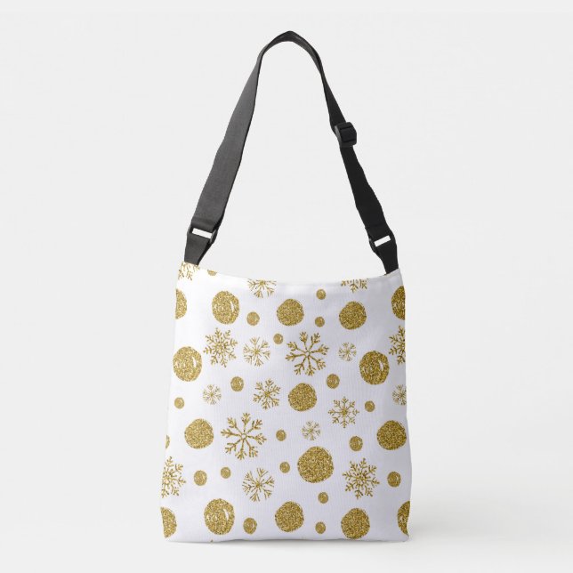 Golden Snow Flakes 1 Crossbody Bag (Front)
