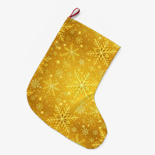 Golden Snow Large Christmas Stocking
