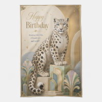 Golden Snow Leopard Birthday Elegance