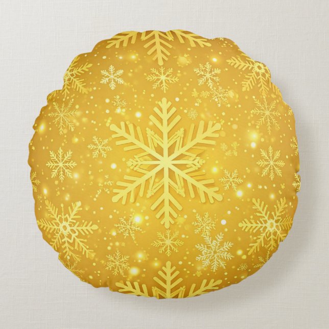 Golden Snow Round Cushion (Front)