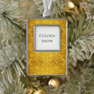 Golden Snow Silver Plated Framed Ornament