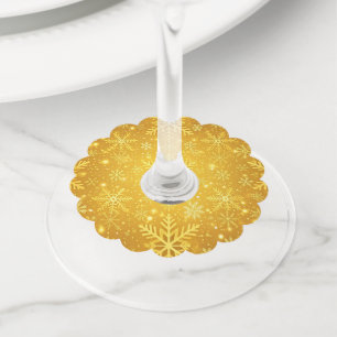 Golden Snow Wine Glass Tag