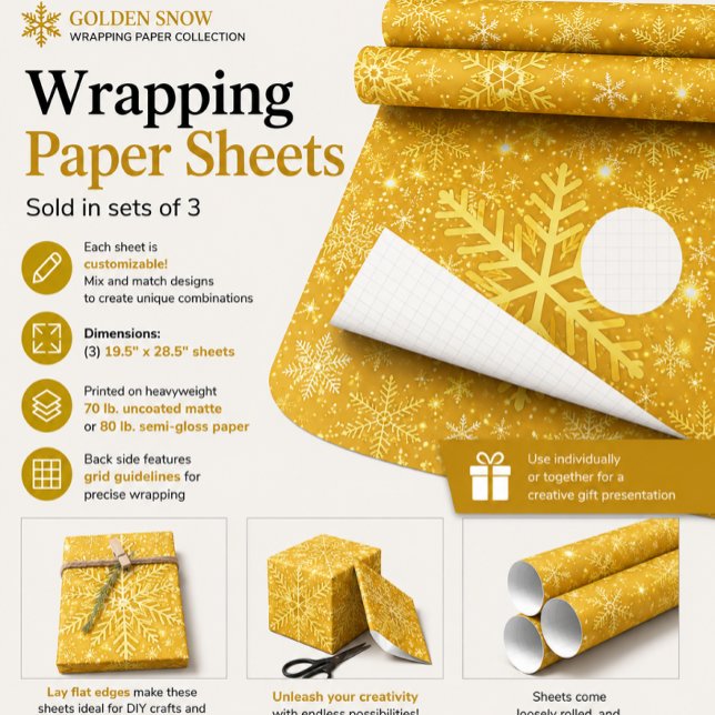 Golden Snow Wrapping Paper Sheet (Creator Uploaded)