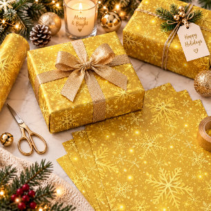 Golden Snow Wrapping Paper Sheet