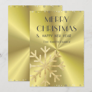 Golden snowflake and golden elegant background hol holiday card