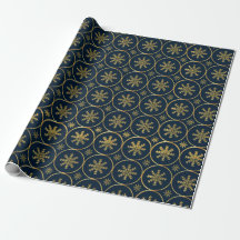Golden Snowflake Christmas gift wrapping paper 