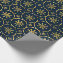 Golden Snowflake Christmas gift wrapping paper