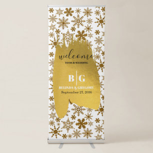 Golden Snowflake Christmas Wedding Welcome Sign
