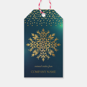 Golden snowflake, Company   Gold Christmas Gift Tags
