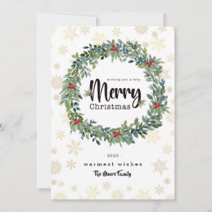 Golden Snowflake Flat Christmas Card