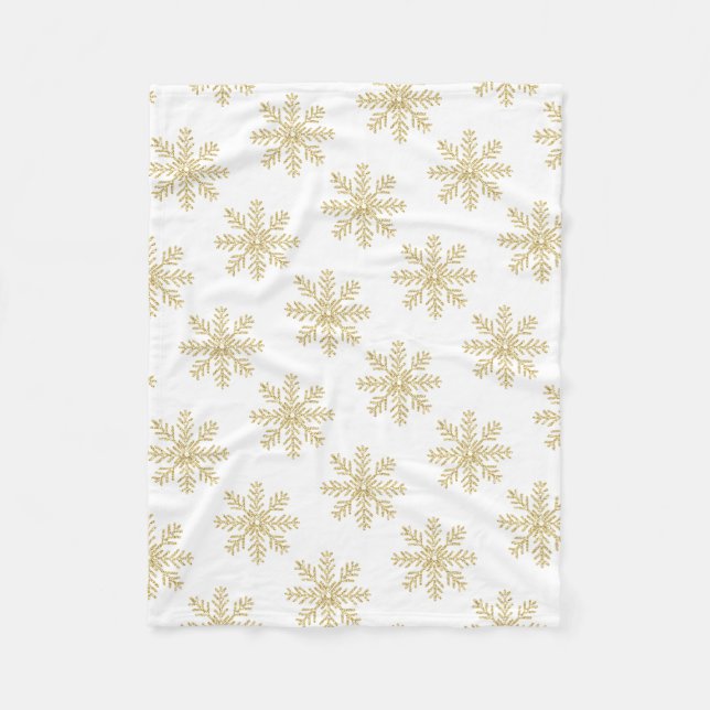Golden Snowflake Fleece Blanket (Front)