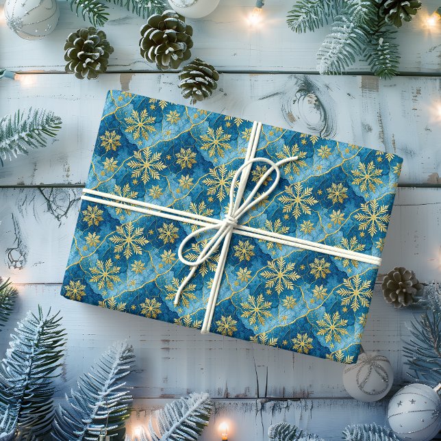 Golden Snowflake Frozen Abstract Wrapping Paper (Creator Uploaded)
