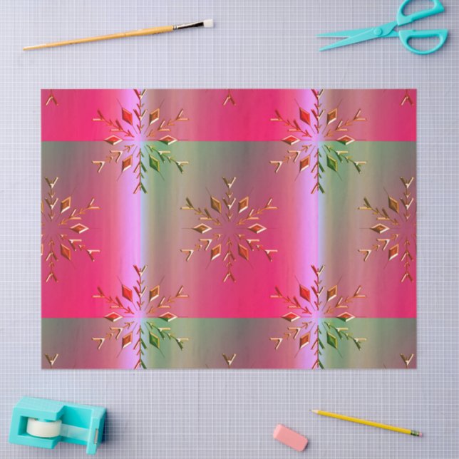 Golden Snowflake Luxe Christmas Gradient  Tissue Paper (Craft)