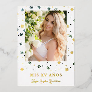 Golden Snowflake Quinceañera Spanish Whimsical 