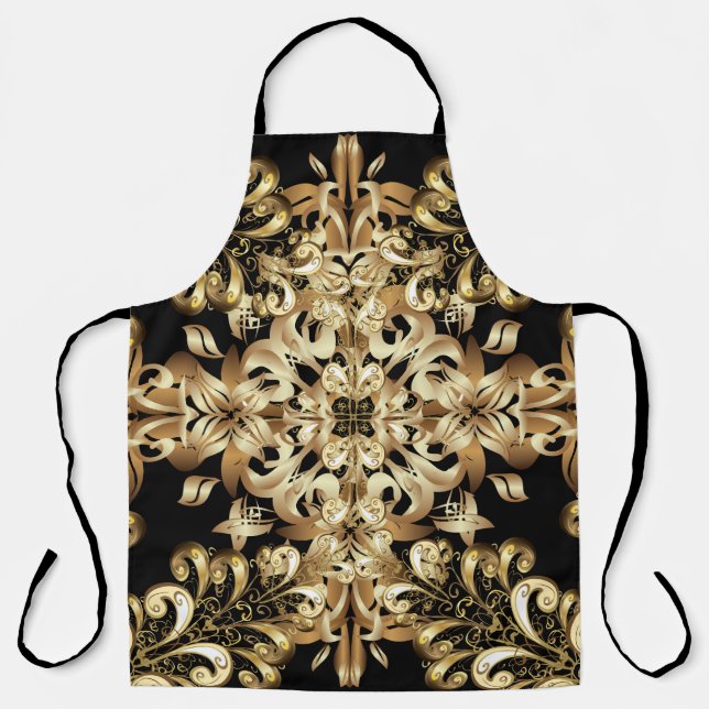 Golden snowflake simple seamless pattern. Vintage  Apron (Front)
