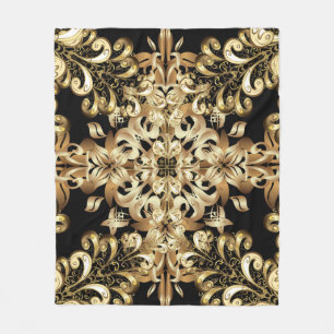 Golden snowflake simple seamless pattern. Vintage Fleece Blanket