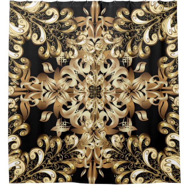 Golden snowflake simple seamless pattern. Vintage  Shower Curtain (Front)