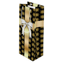 Golden Snowflake Wine Gift Bag
