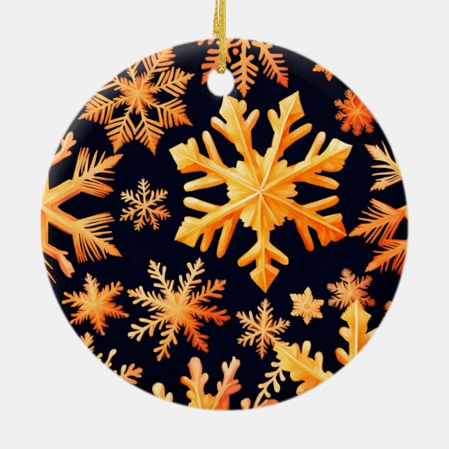 Golden Snowflakes   Ceramic Tree Decoration (Back)
